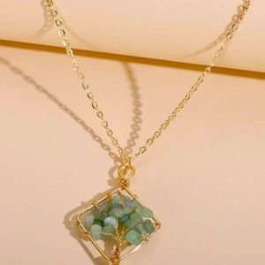 Green Flourite Tree of Life with Gold Chain